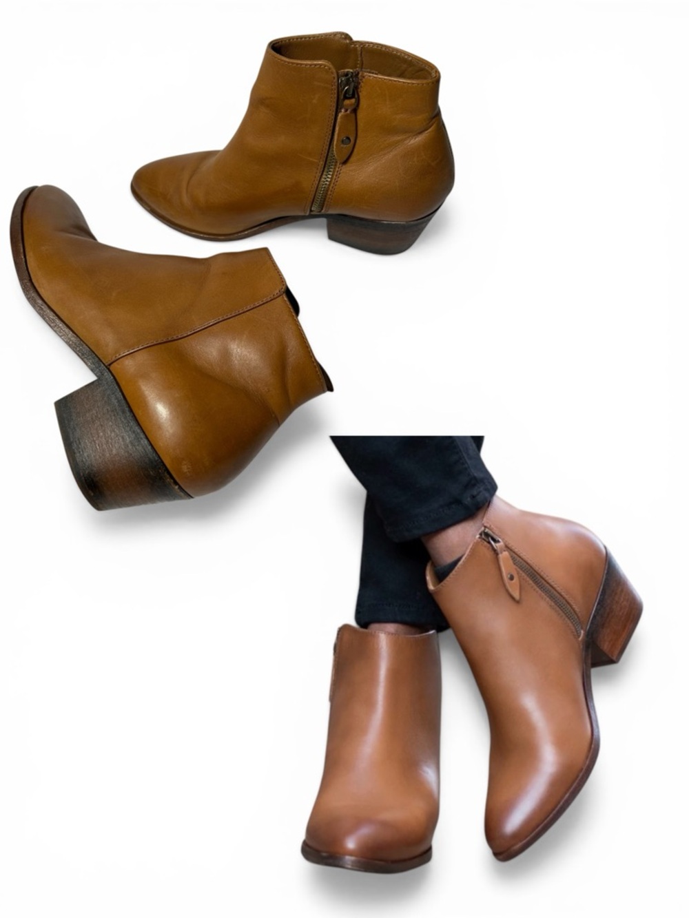 Thursday Boot Co Everyday Downtown Booties Womens Size 8 Brown Side Zip Ankle